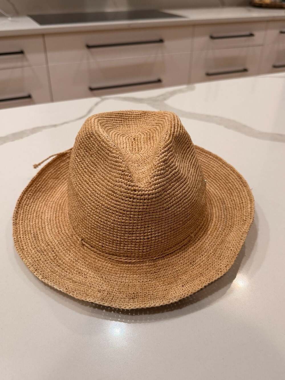 Helen Kaminski Evadine Packable Raffia Sun Hat Nougat